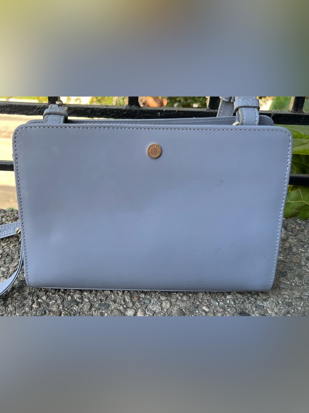 Powdered blue Radley London leather crossbody bag EUC